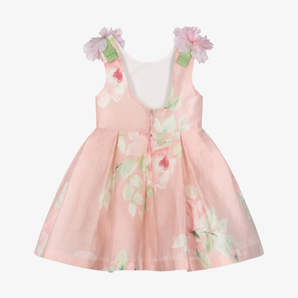 Abel & Lula-فستان كتان لون زهري فاتح للبنات | Childrensalon