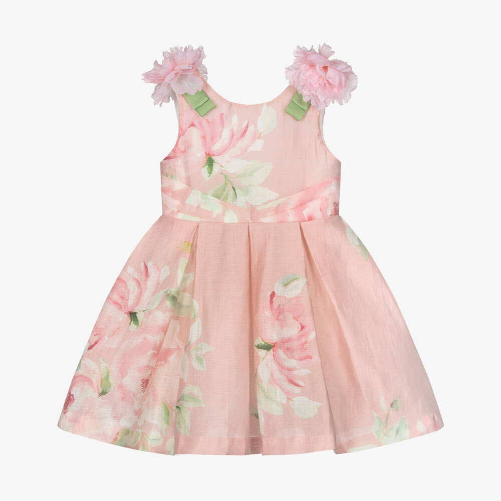 Abel & Lula-فستان كتان لون زهري فاتح للبنات | Childrensalon