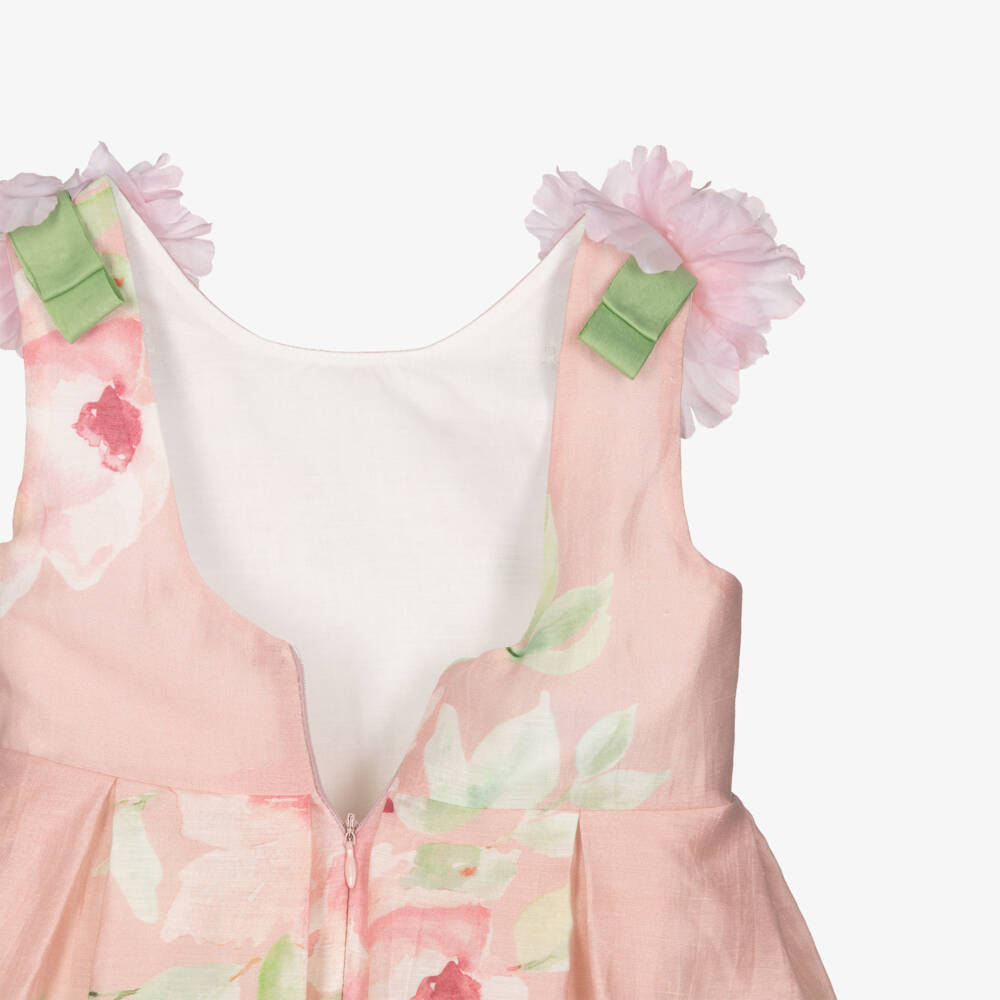 Abel & Lula-فستان كتان لون زهري فاتح للبنات | Childrensalon