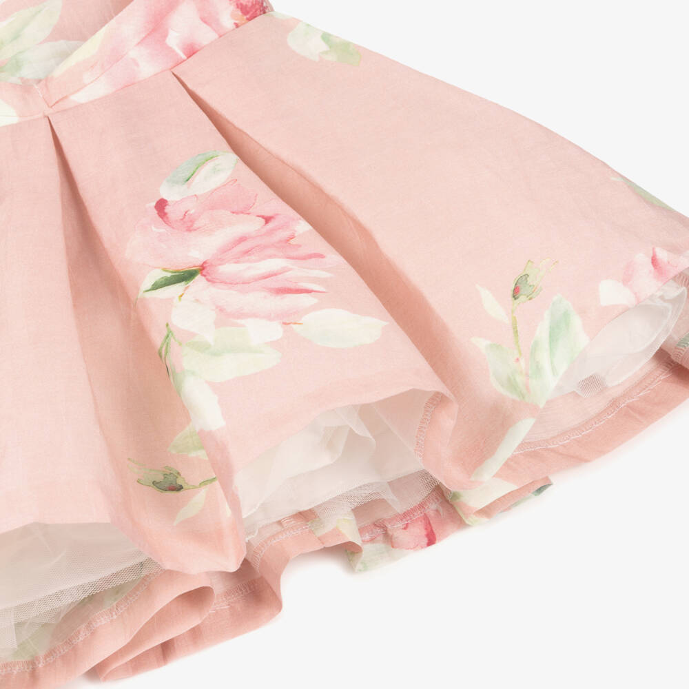 Abel & Lula-فستان كتان لون زهري فاتح للبنات | Childrensalon