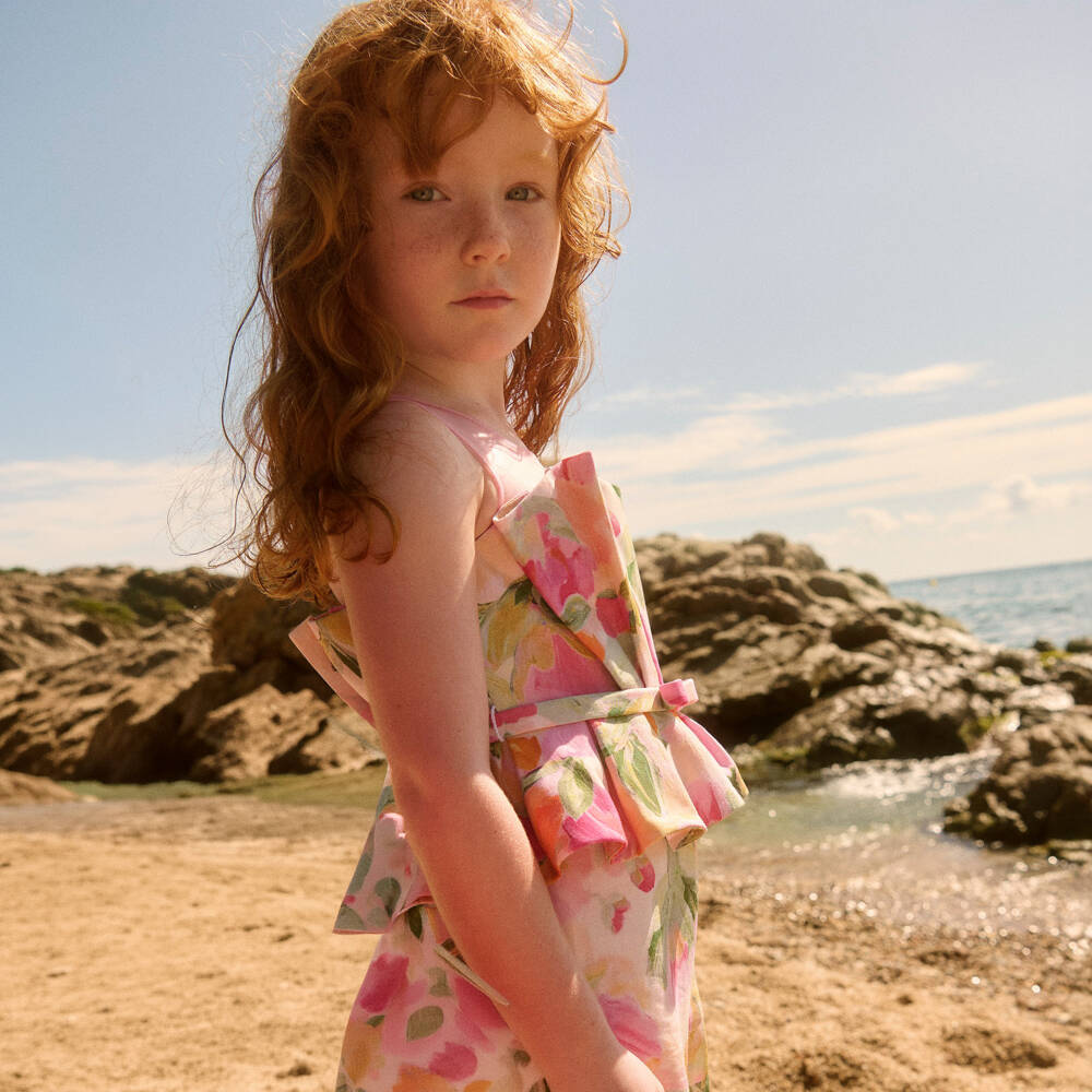 Abel & Lula-جمبسوت بطبعة ورود لون زهري للبنات | Childrensalon