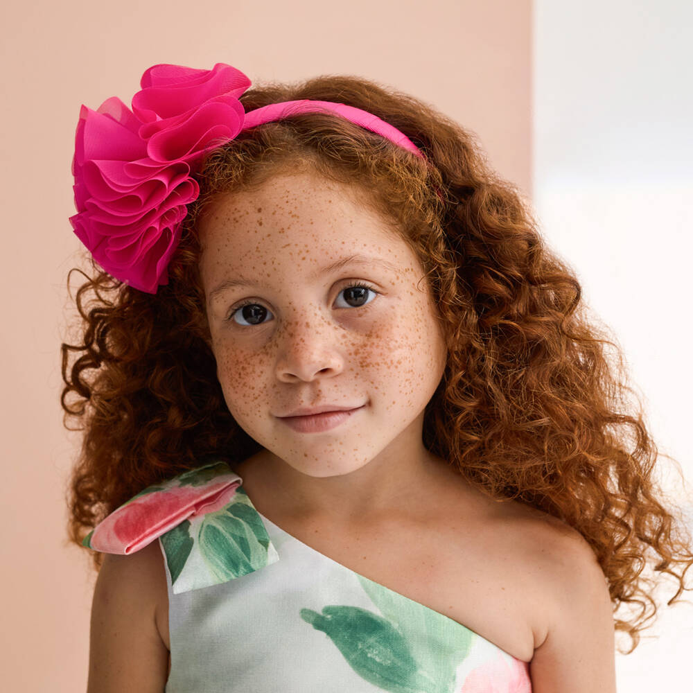 Abel & Lula-Girls Pink Chiffon Flower Hairband | Childrensalon