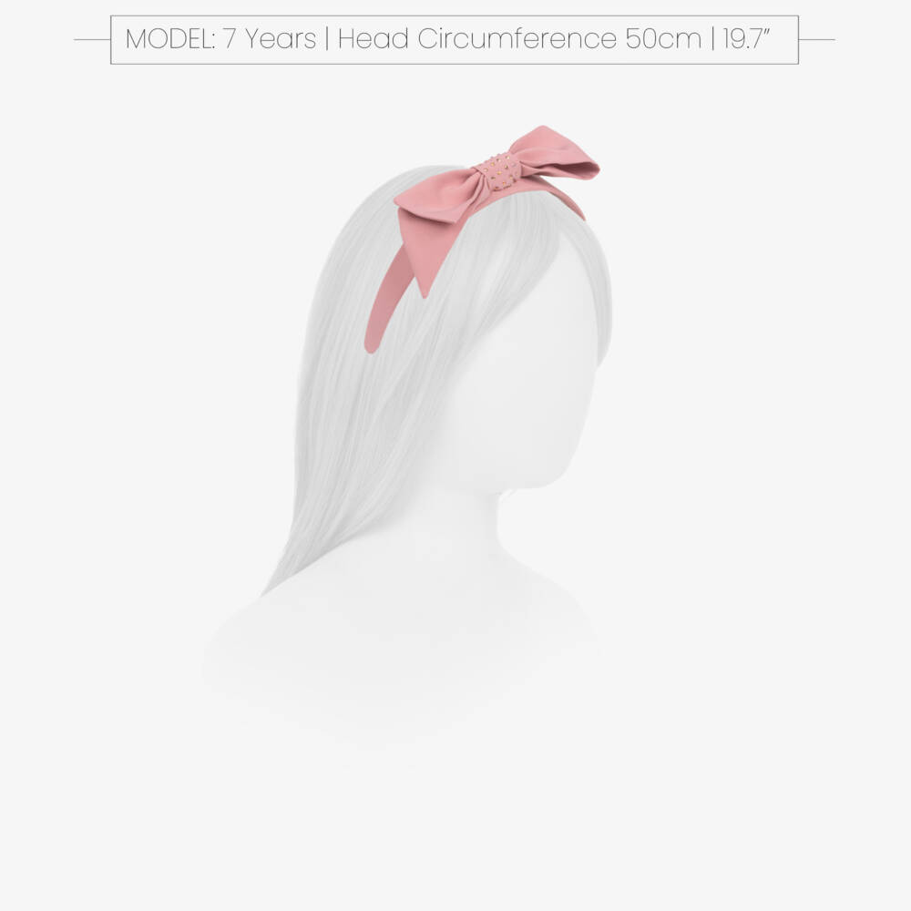 Abel & Lula-Girls Pink Crêpe Bow Hairband with Iridescent Diamantés | Childrensalon