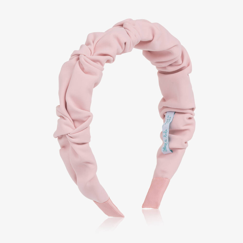 Abel & Lula-Girls Pink Crêpe Ruffle Hairband | Childrensalon