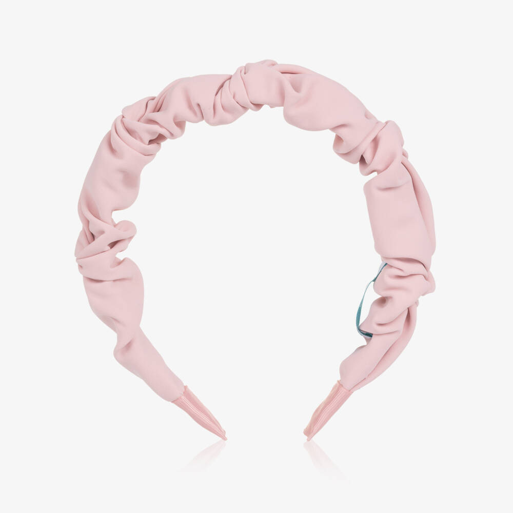 Abel & Lula-Girls Pink Crêpe Ruffle Hairband | Childrensalon
