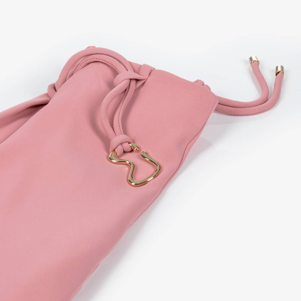 Abel & Lula-Girls Pink Crêpe Ruffle Trim Trouser Set | Childrensalon