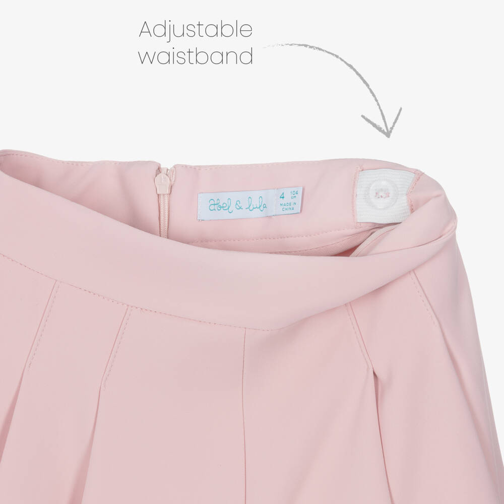 Abel & Lula-Girls Pink Crêpe Waistcoat & Shorts Set | Childrensalon