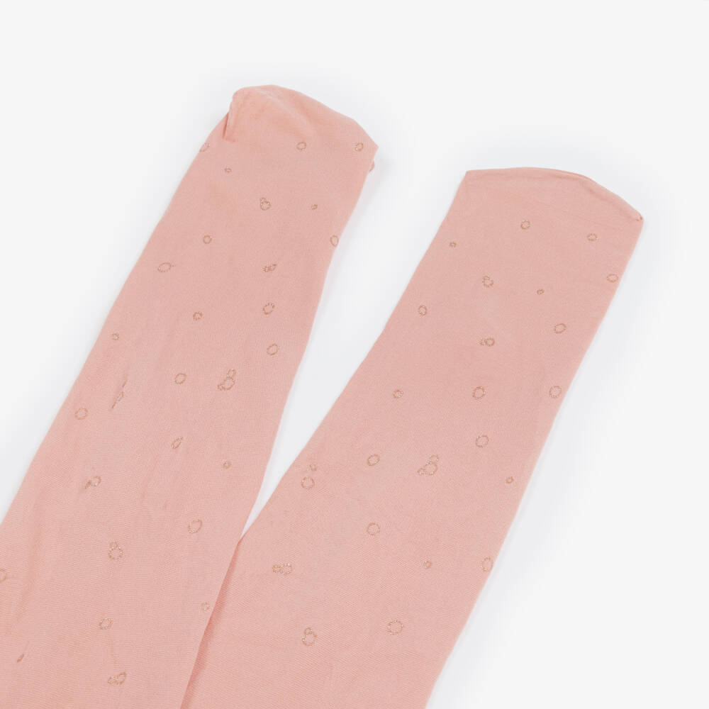 Abel & Lula-Girls Pink & Glitter Bubble Print Tights | Childrensalon