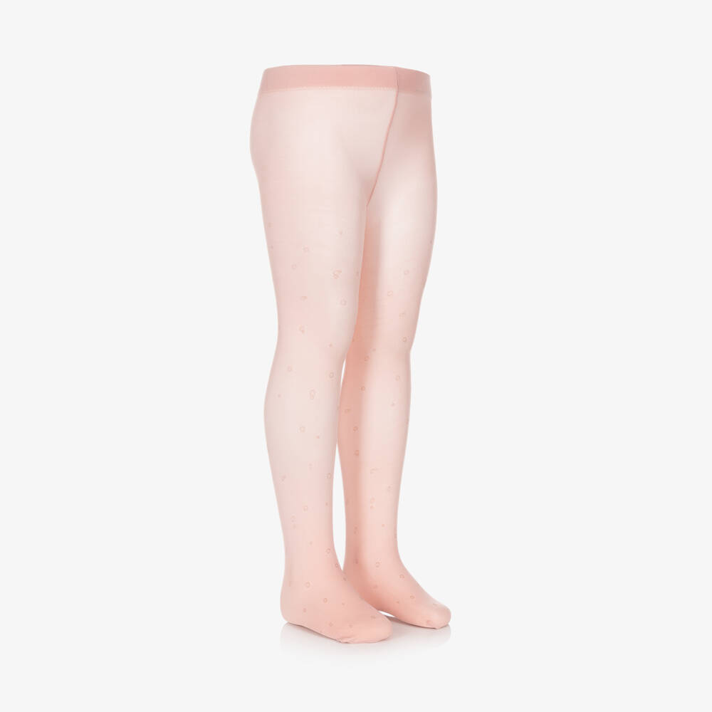 Abel & Lula-Girls Pink & Glitter Bubble Print Tights | Childrensalon