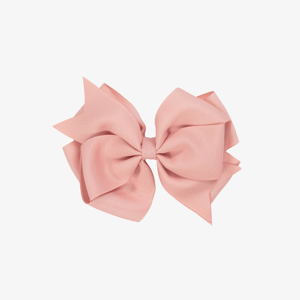 Abel & Lula-Girls Pink Grosgrain Ribbon Bow Hair Clip (12cm) | Childrensalon