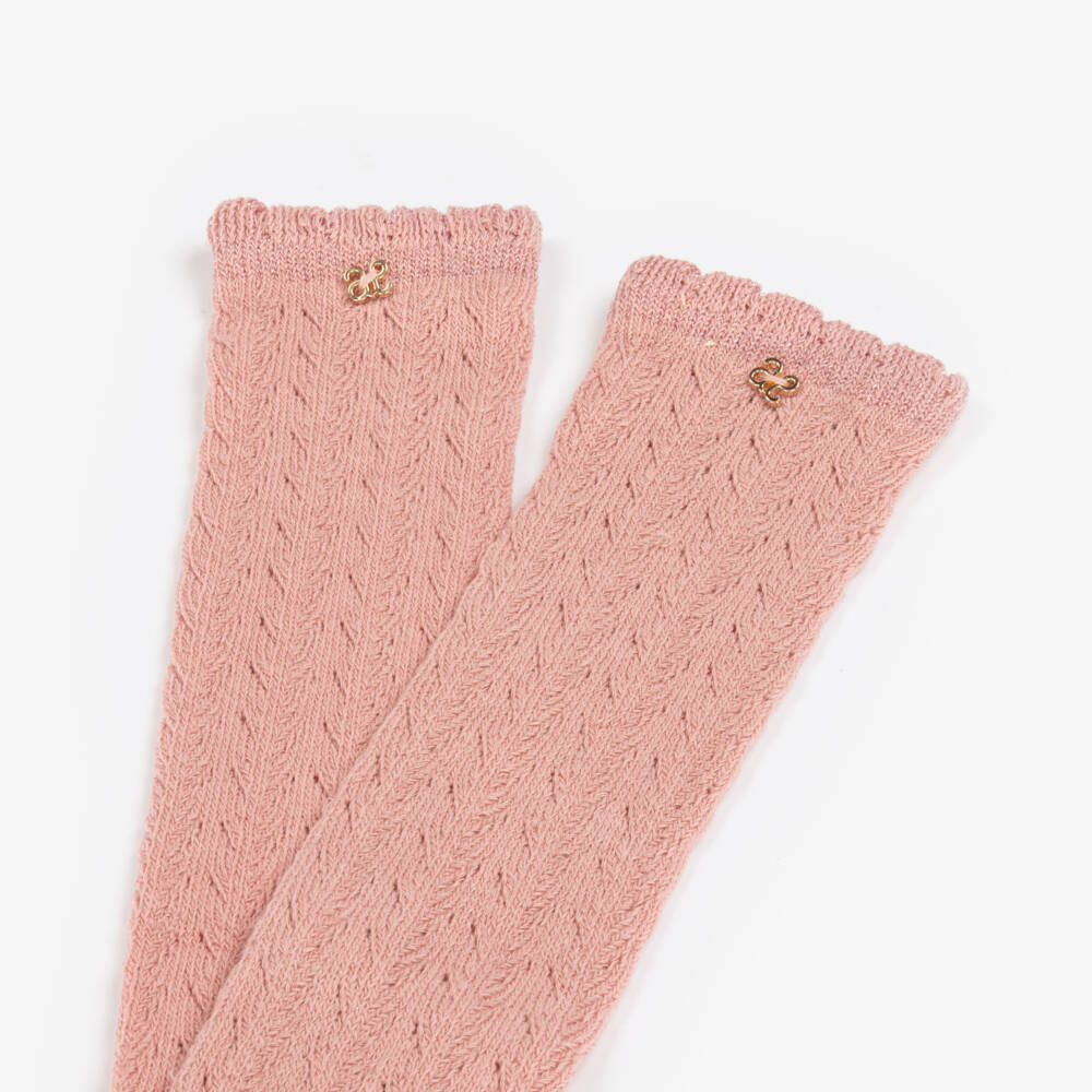 Abel & Lula-Girls Pink Patterned Cotton Socks | Childrensalon