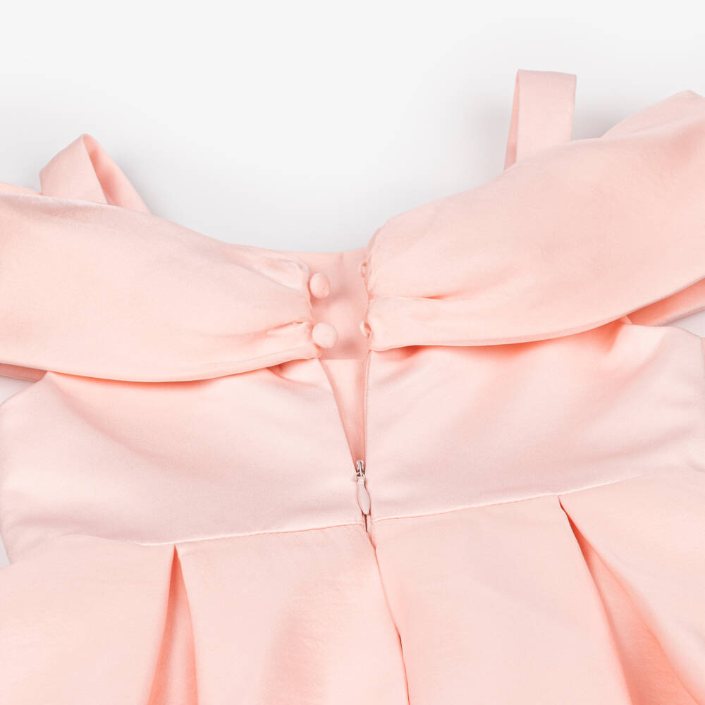 Abel & Lula-Girls Pink Pleated Bow Dress | Childrensalon
