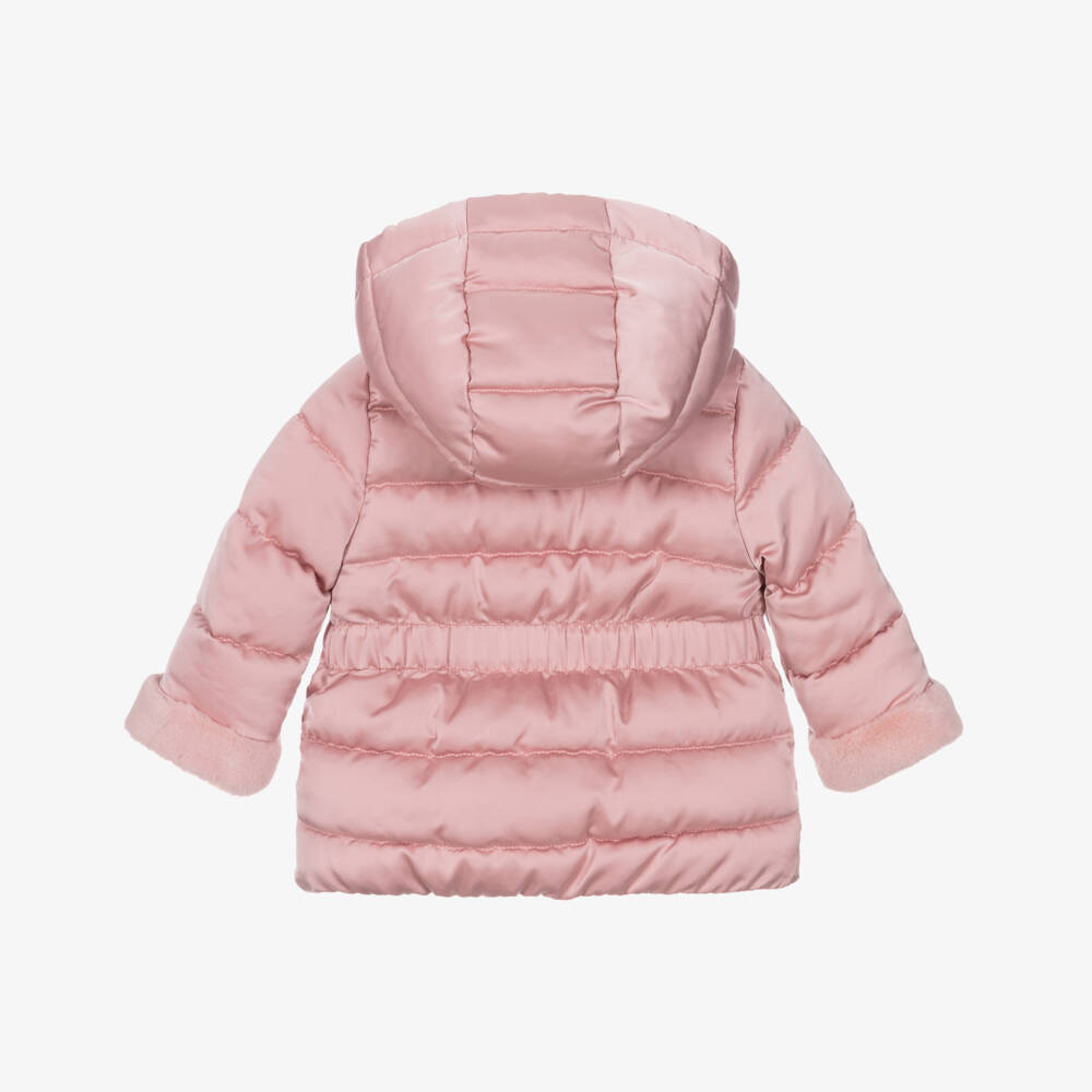 Abel & Lula-Girls Pink Puffer Hooded Jacket | Childrensalon