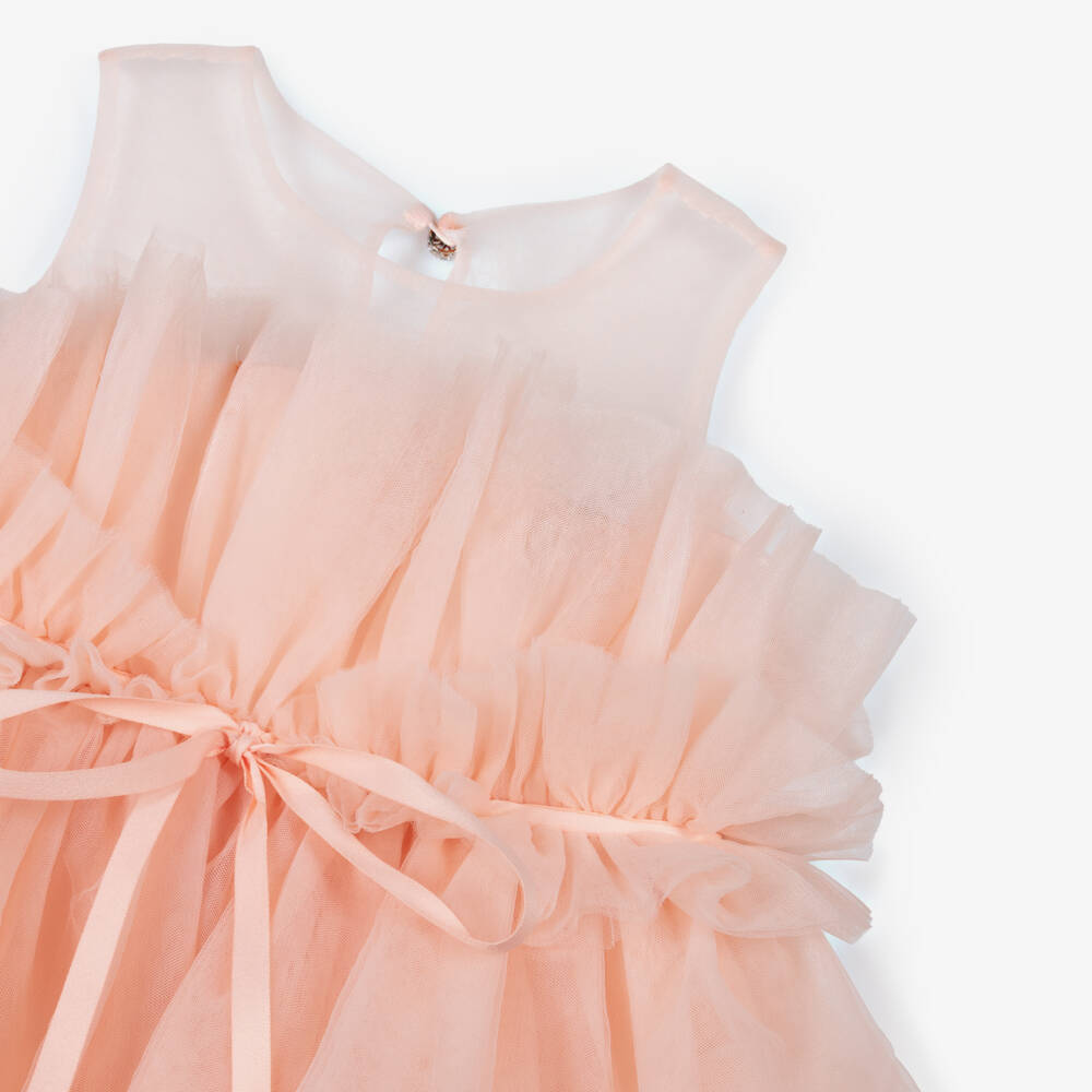 Abel & Lula-Girls Pink Ruffle Tulle Dress | Childrensalon