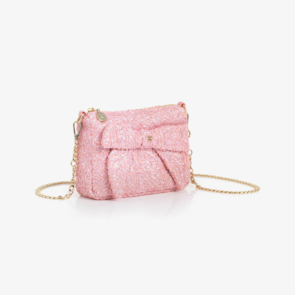 Abel & Lula-Girls Pink Sequin Bow Handbag (18cm) | Childrensalon