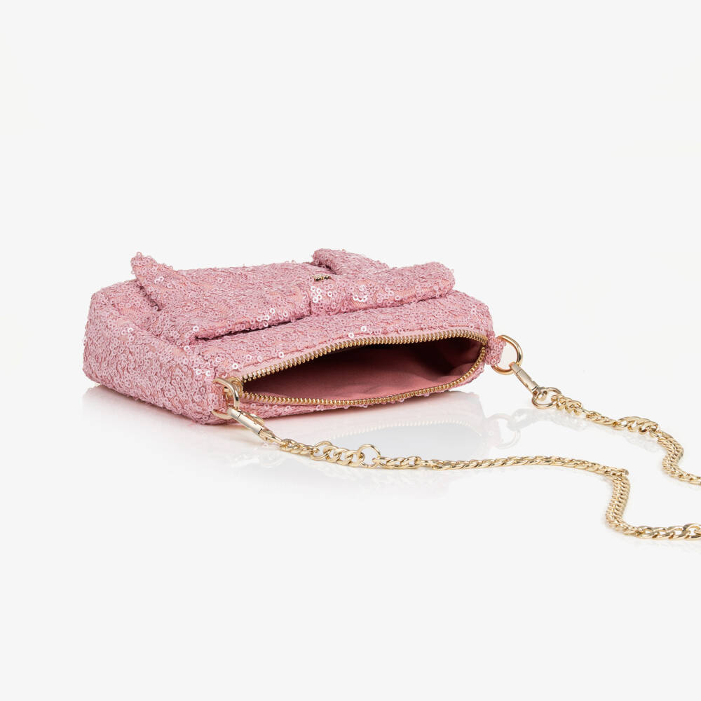 Abel & Lula-Girls Pink Sequin Bow Handbag (18cm) | Childrensalon