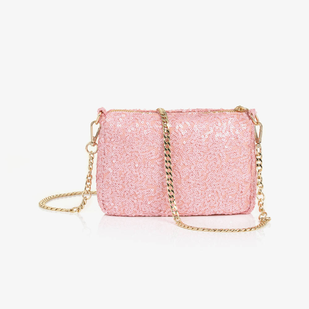 Abel & Lula-Girls Pink Sequin Bow Handbag (18cm) | Childrensalon