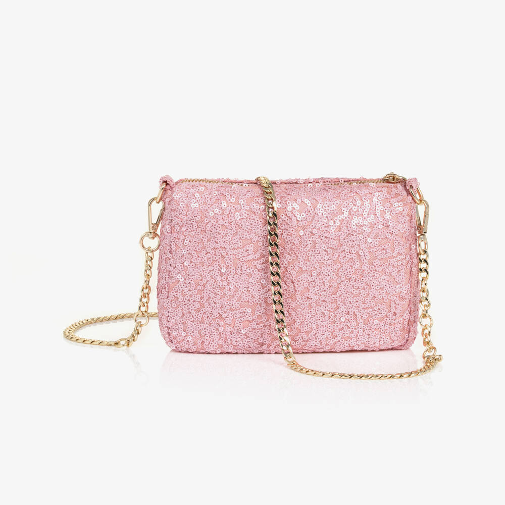 Abel & Lula-Girls Pink Sequin Bow Handbag (18cm) | Childrensalon