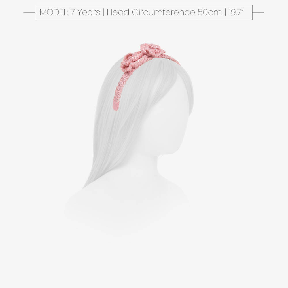 Abel & Lula-Girls Pink Sequin Hairband with Roses | Childrensalon