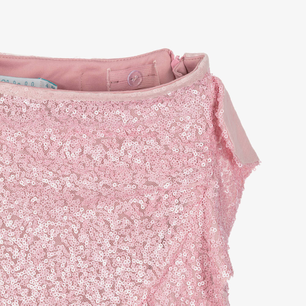 Abel & Lula-Girls Pink Sequin Top & Skirt Set | Childrensalon