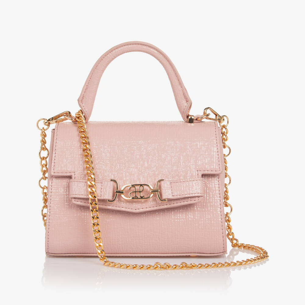 Abel & Lula-Girls Pink Textured Faux Leather Handbag (19cm) | Childrensalon