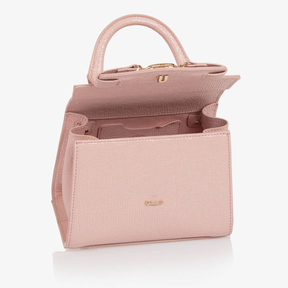 Abel & Lula-Girls Pink Textured Faux Leather Handbag (19cm) | Childrensalon