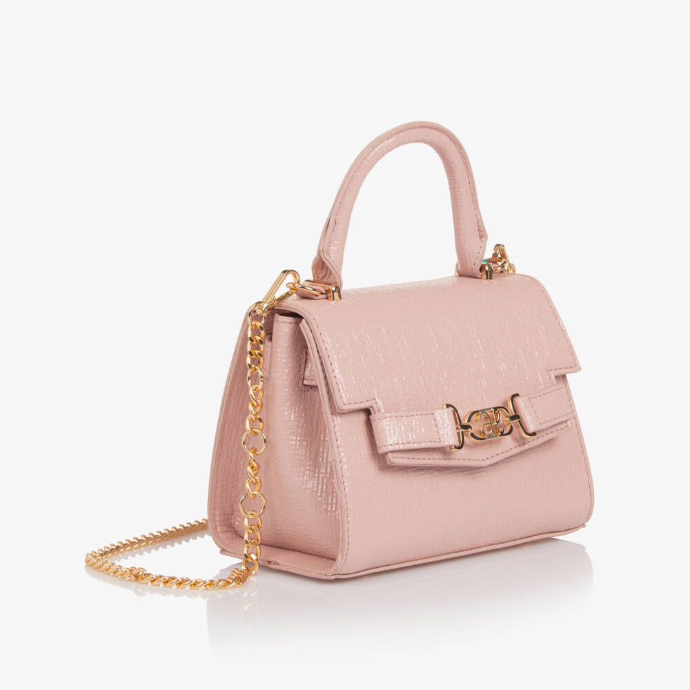 Abel & Lula-Girls Pink Textured Faux Leather Handbag (19cm) | Childrensalon