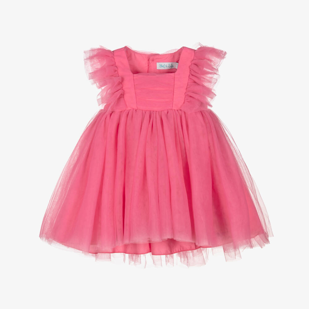 Abel & Lula-فستان تول لون زهري للبنات | Childrensalon