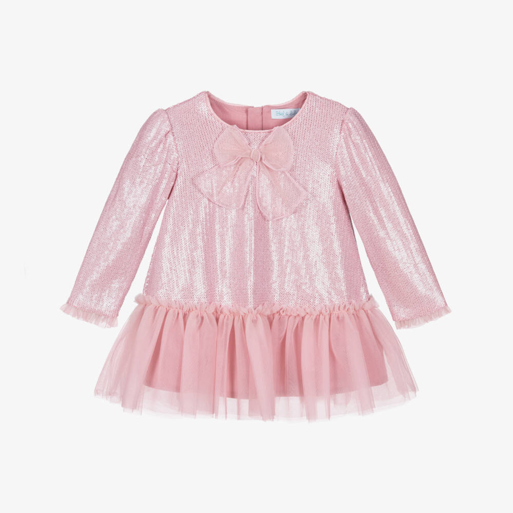 Abel & Lula-Girls Pink Tulle & Sequin Dress | Childrensalon