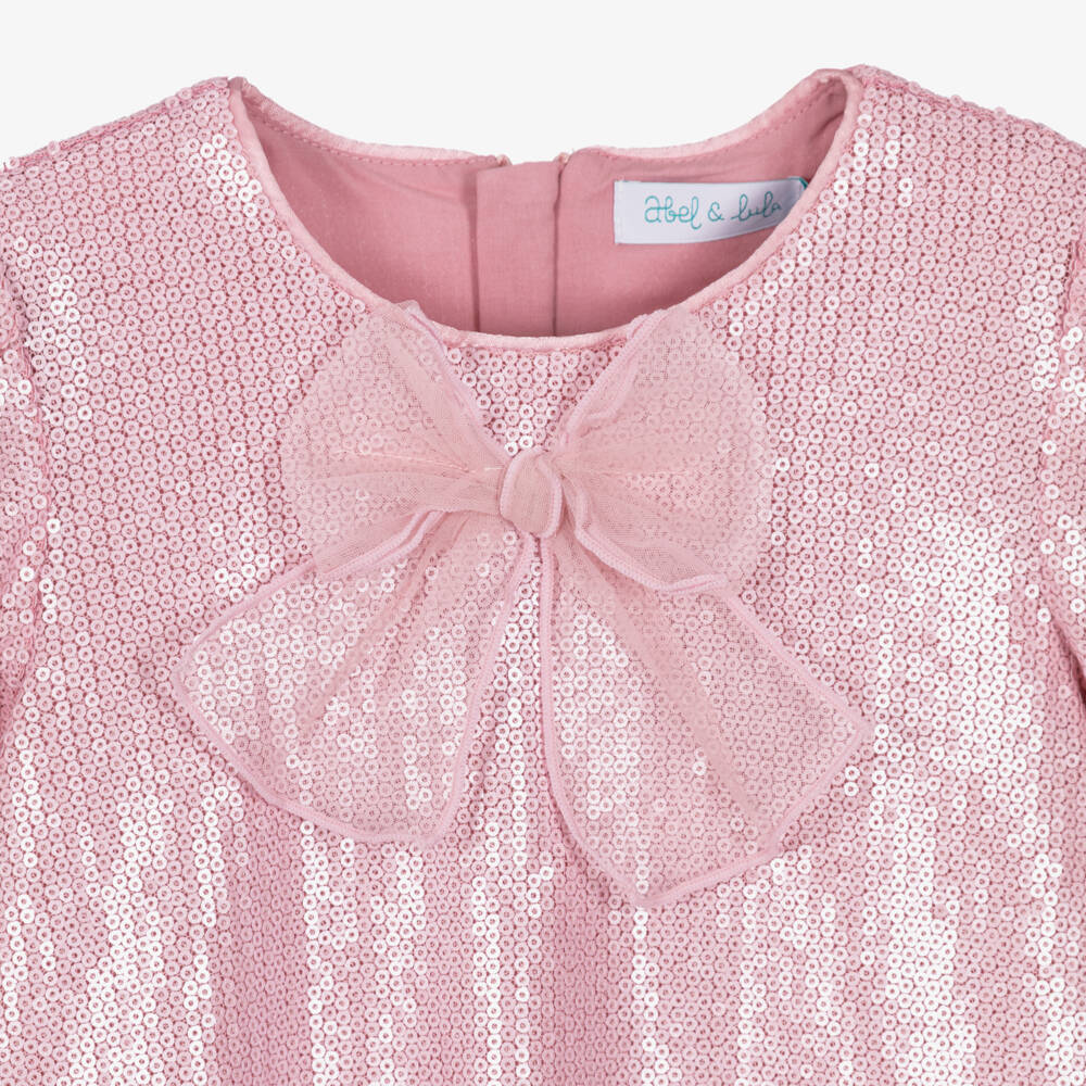 Abel & Lula-Girls Pink Tulle & Sequin Dress | Childrensalon