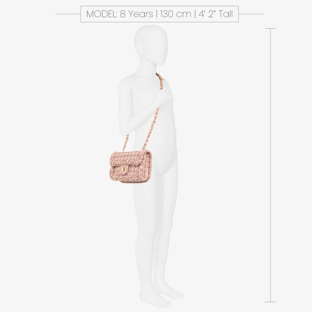 Abel & Lula-Girls Pink Tweed Shoulder Bag (21cm) | Childrensalon