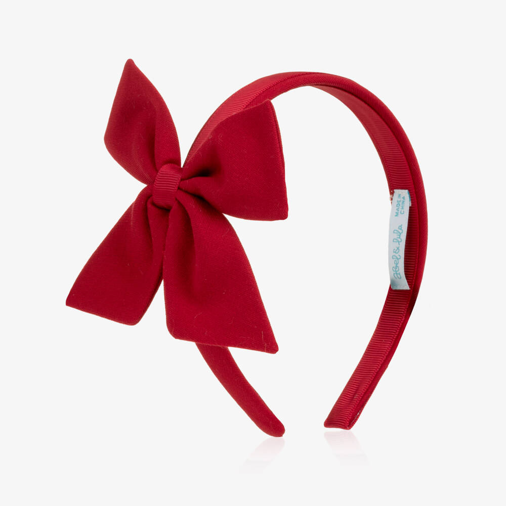 Abel & Lula-Girls Red Bow Milano Jersey Hairband | Childrensalon