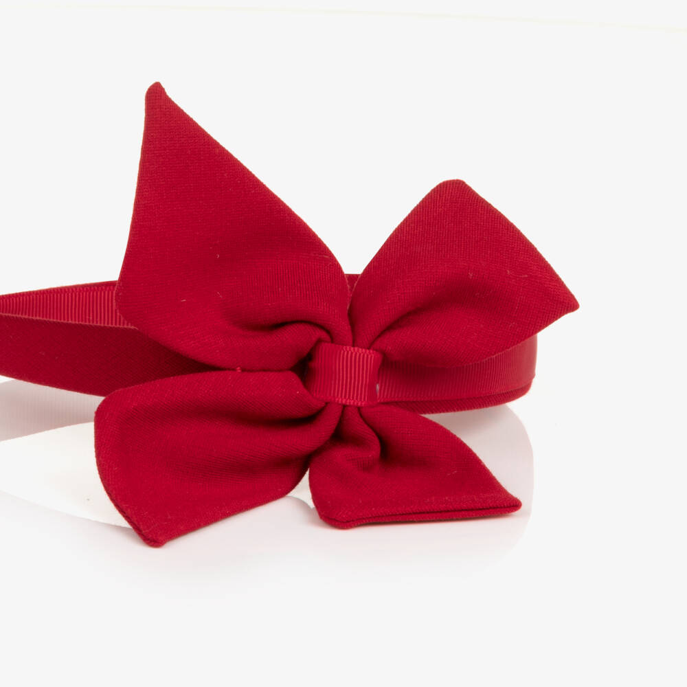 Abel & Lula-Girls Red Bow Milano Jersey Hairband | Childrensalon
