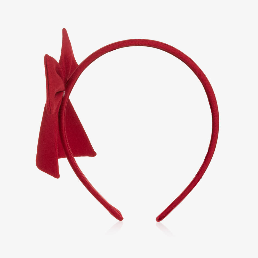Abel & Lula-Girls Red Bow Milano Jersey Hairband | Childrensalon