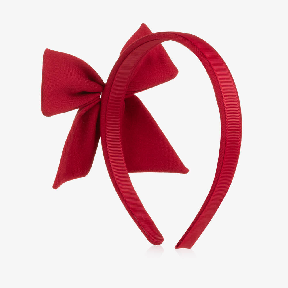Abel & Lula-Girls Red Bow Milano Jersey Hairband | Childrensalon
