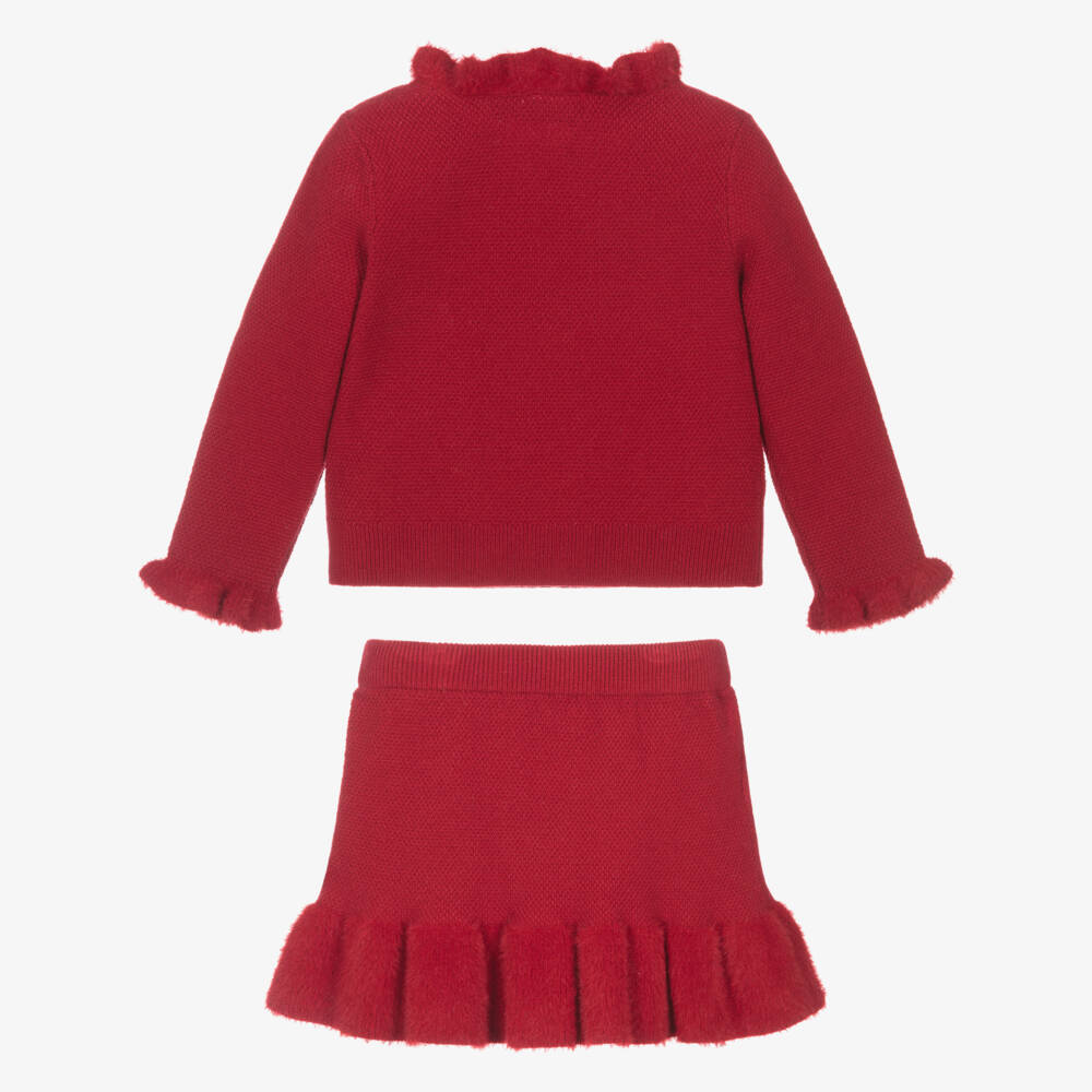 Abel & Lula-Girls Red Piqué Knit Top & Skirt Set | Childrensalon