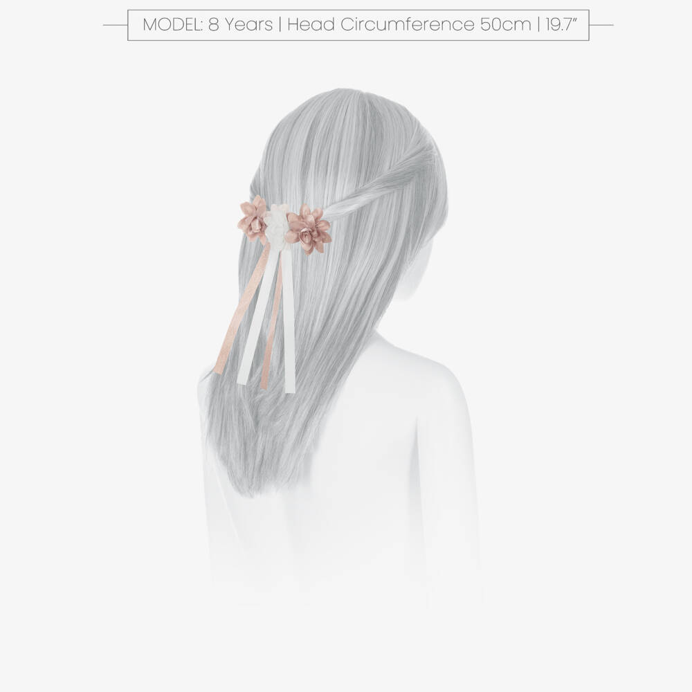 Abel & Lula-Girls Rose Gold & White Flower Hair Clip (11cm) | Childrensalon