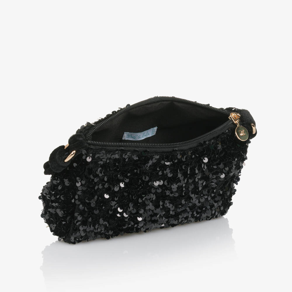 Abel & Lula-Girls Shimmery Black Sequin Handbag (20cm) | Childrensalon
