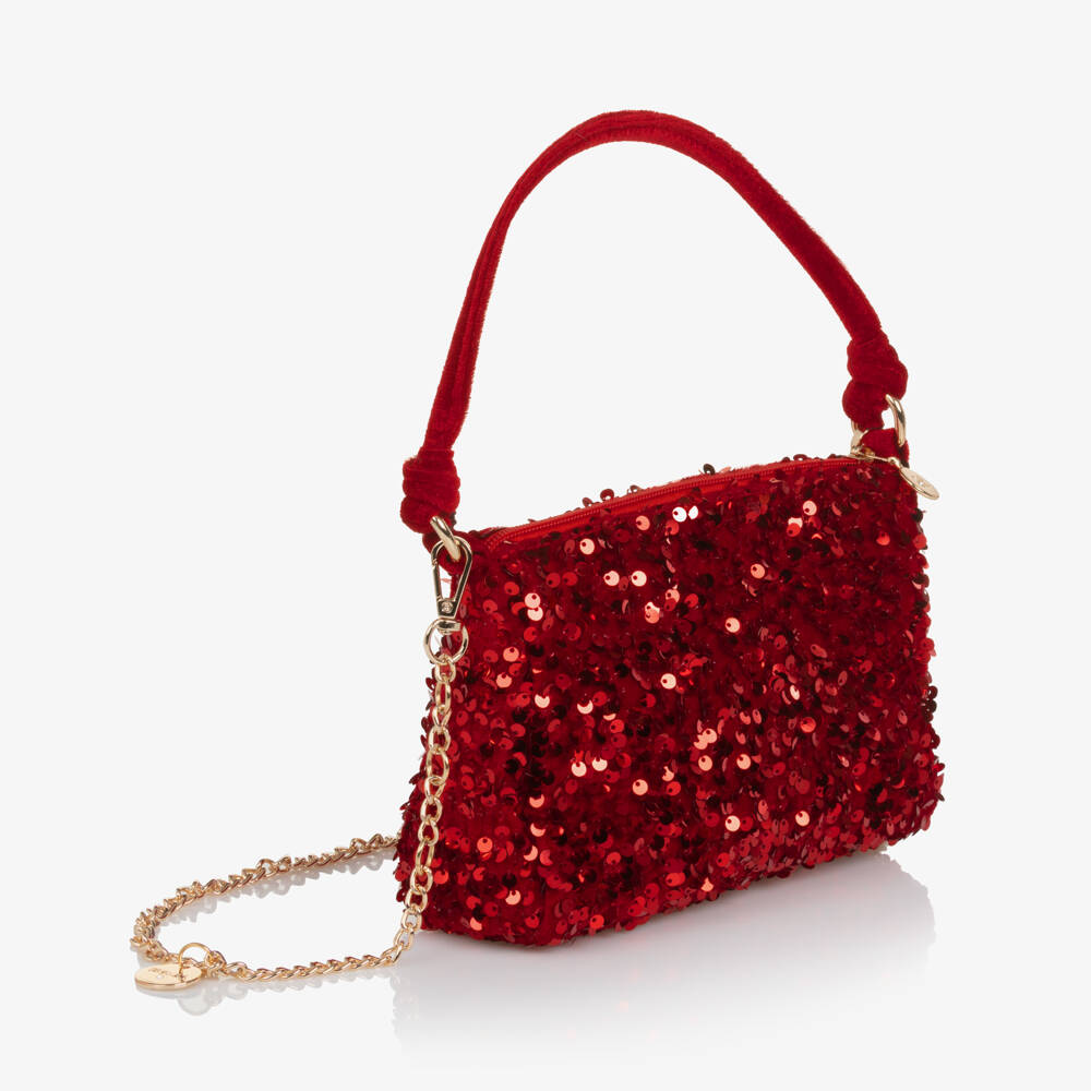 Abel & Lula-Girls Shimmery Red Sequin Handbag (20cm) | Childrensalon