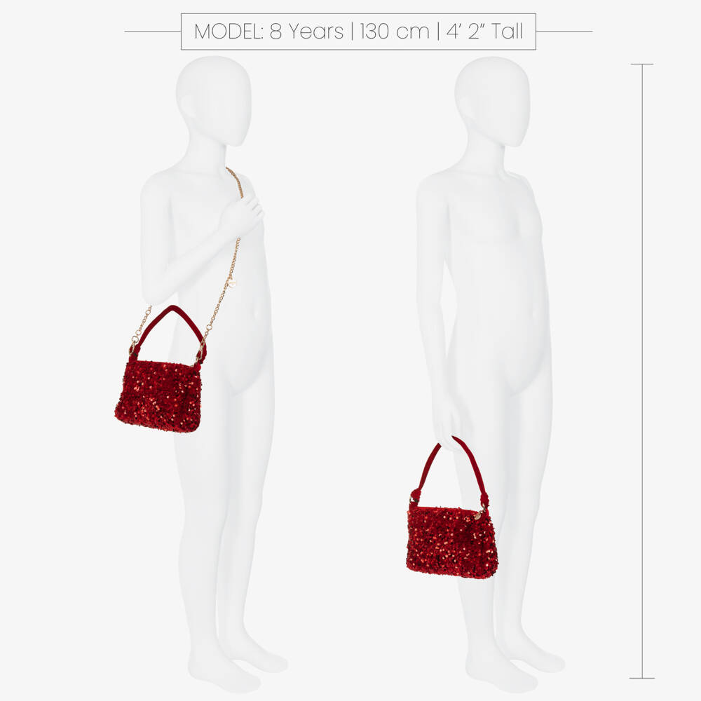 Abel & Lula-Girls Shimmery Red Sequin Handbag (20cm) | Childrensalon