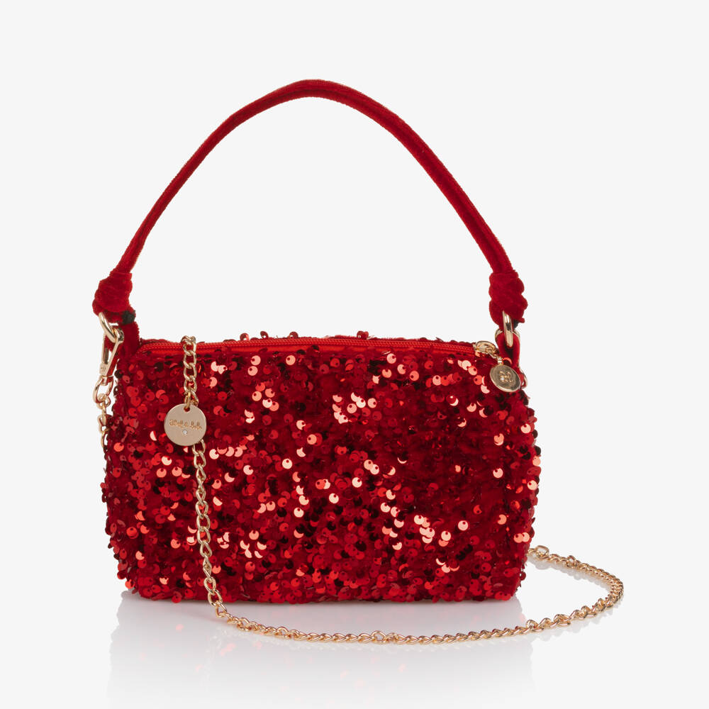 Abel & Lula-Girls Shimmery Red Sequin Handbag (20cm) | Childrensalon