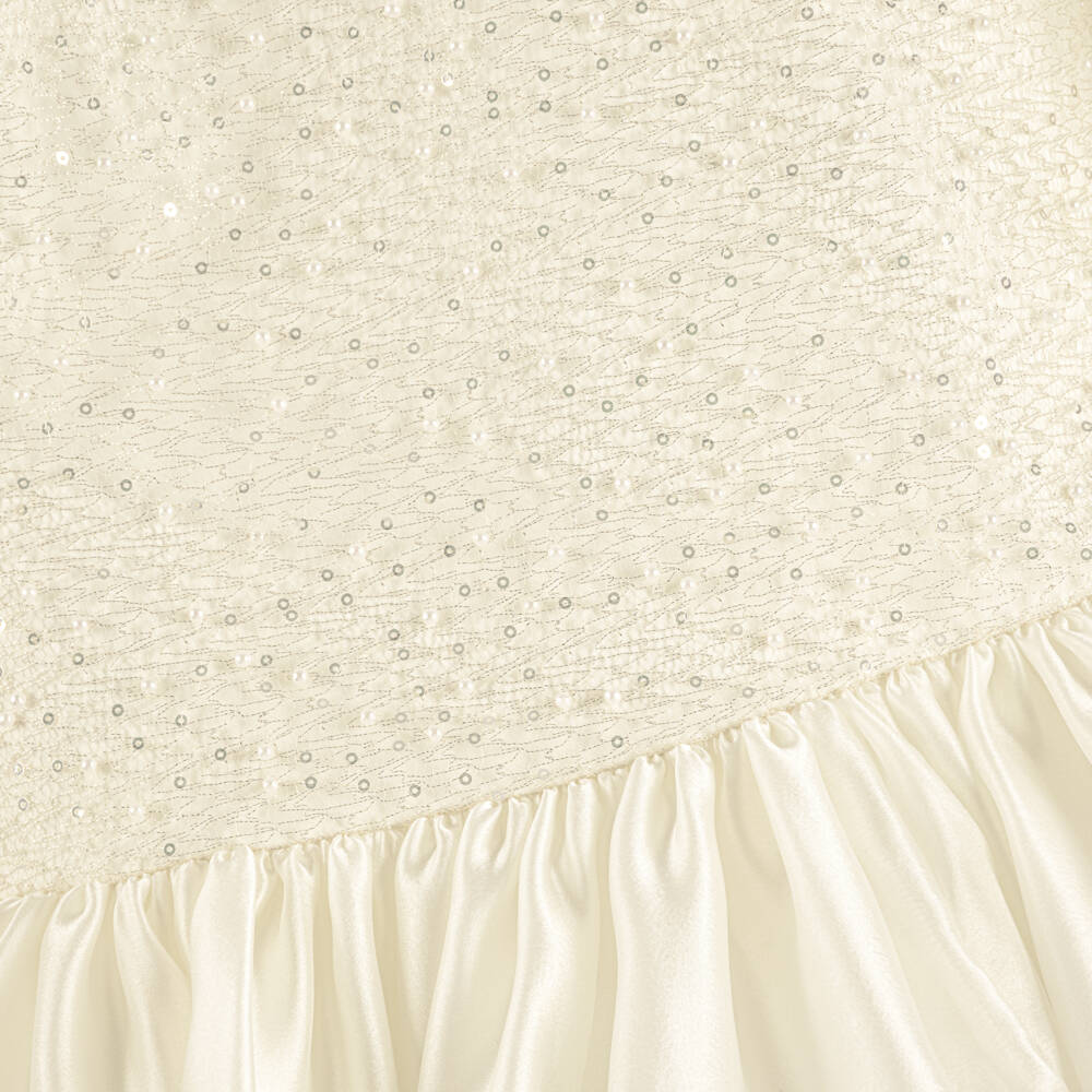 Abel & Lula-Girls Sparkling Ivory Dress with Silver Sequins | Childrensalon