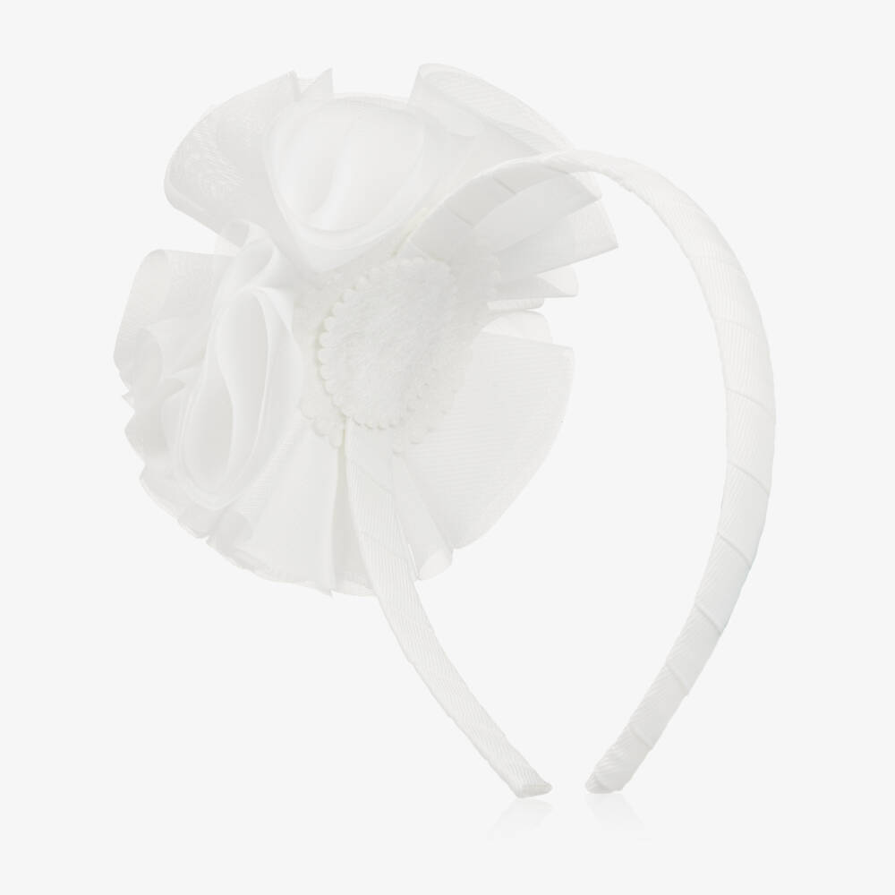 Abel & Lula-Girls White Chiffon Flower Hairband | Childrensalon