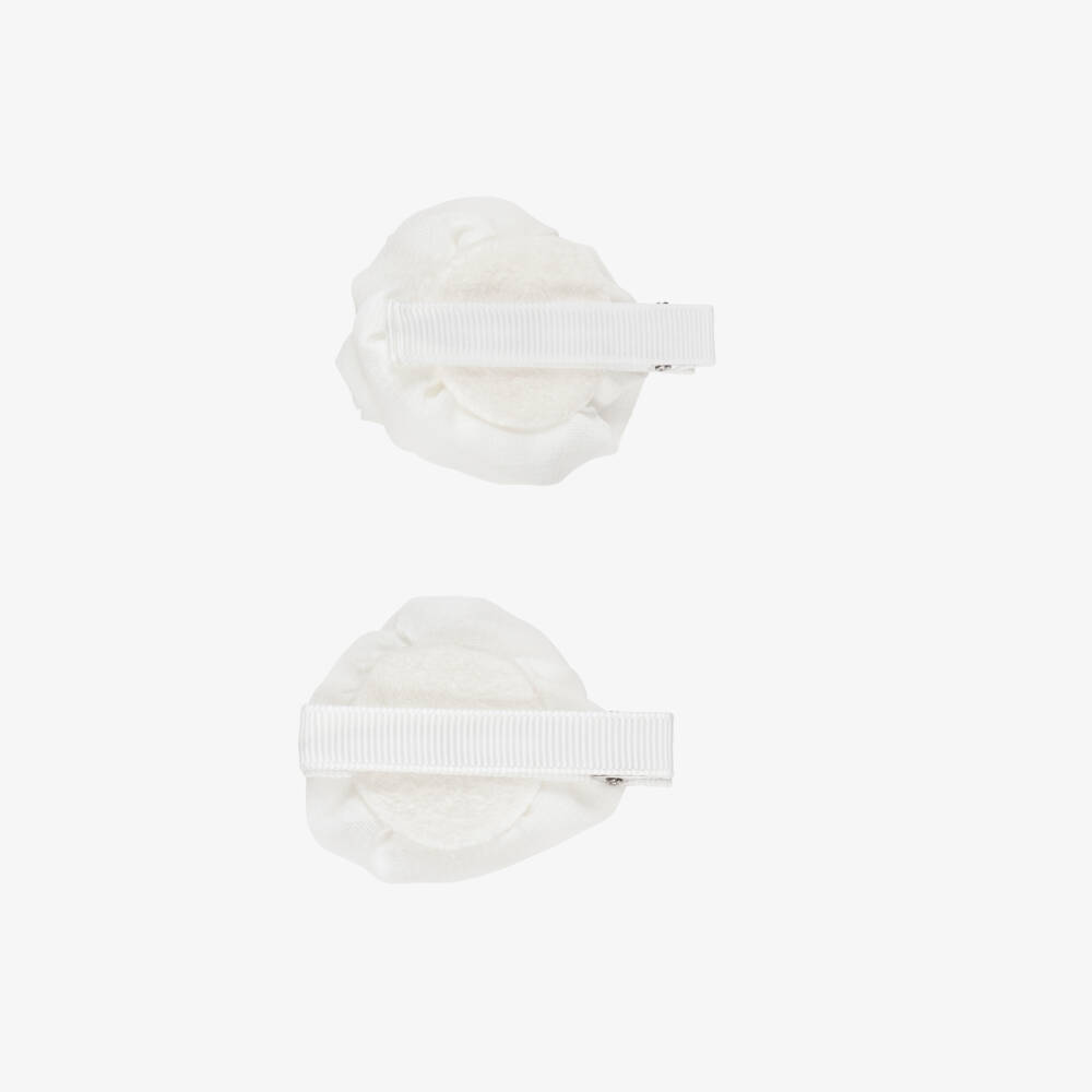 Abel & Lula-Girls White Rose Hair Clips (2 Pack) | Childrensalon
