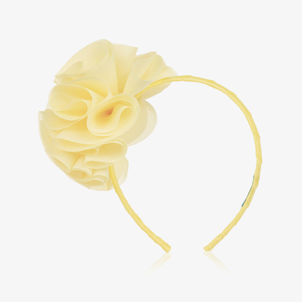 Abel & Lula-Girls Yellow Chiffon Flower Hairband | Childrensalon