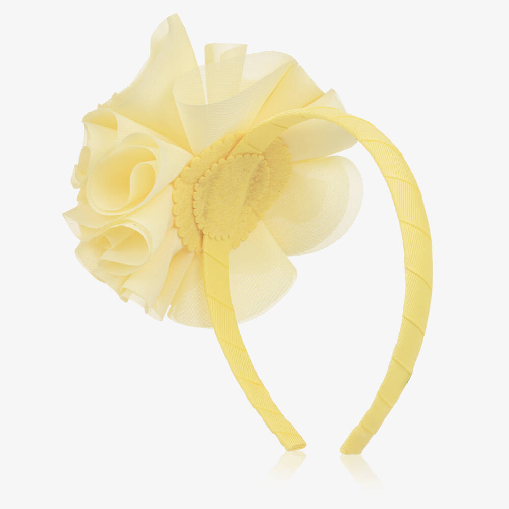 Abel & Lula-Girls Yellow Chiffon Flower Hairband | Childrensalon