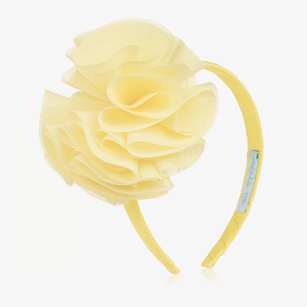 Abel & Lula-Girls Yellow Chiffon Flower Hairband | Childrensalon