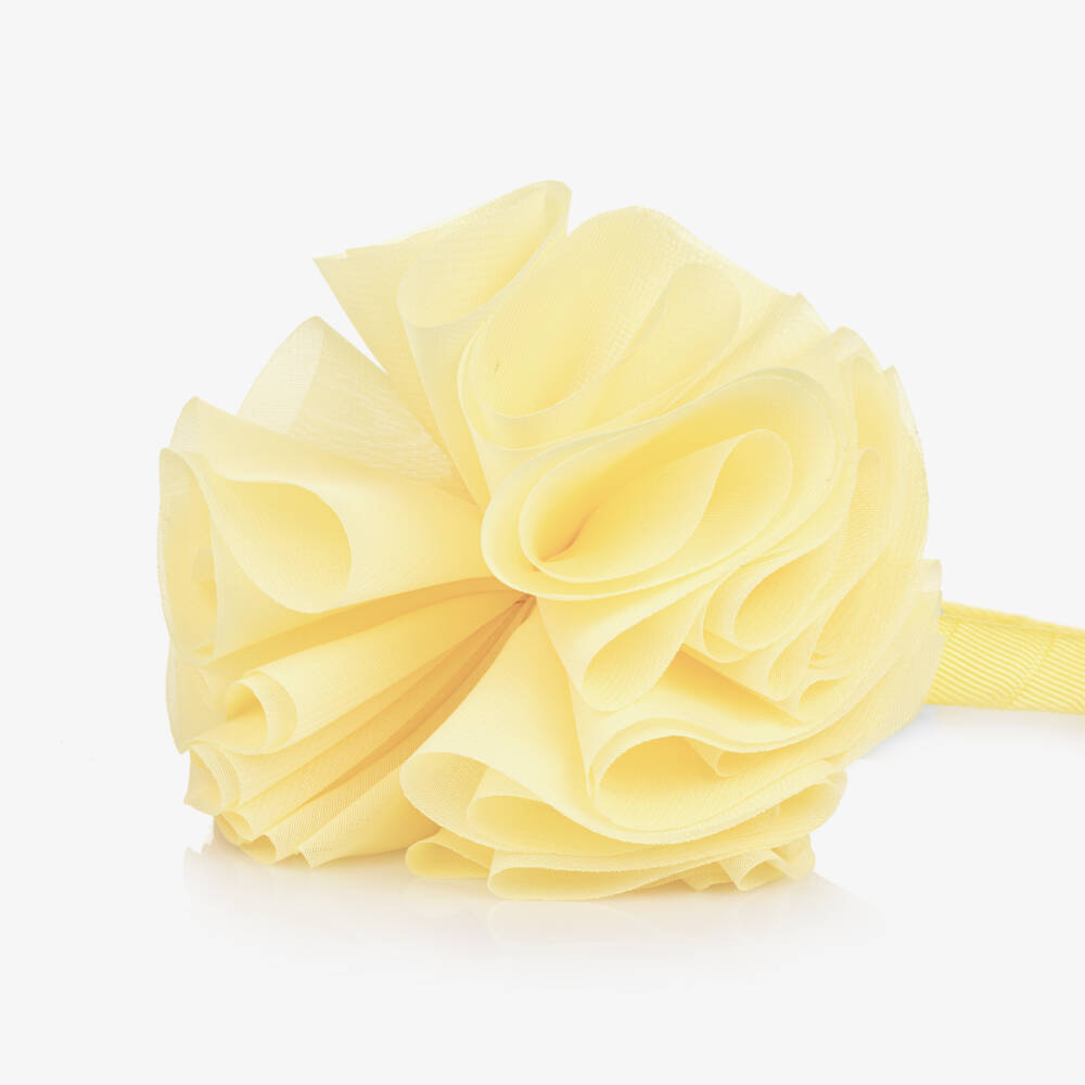 Abel & Lula-Girls Yellow Chiffon Flower Hairband | Childrensalon