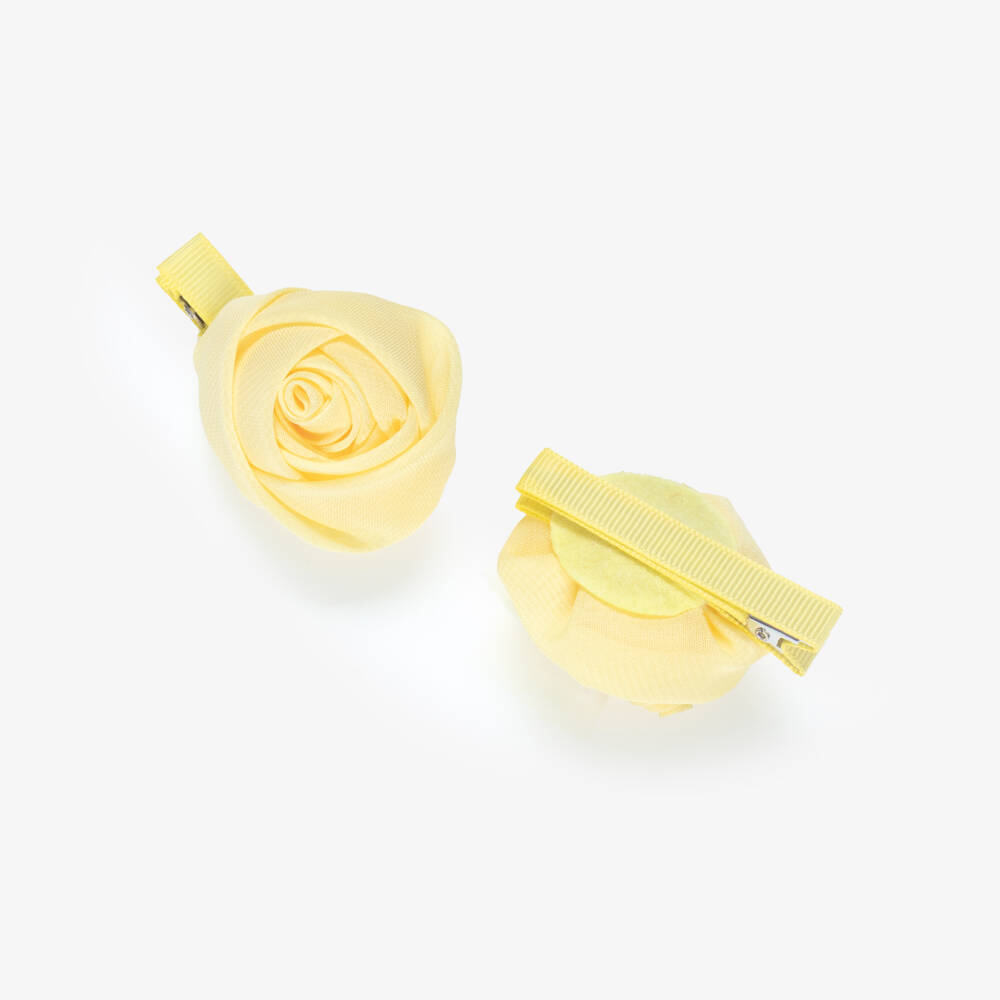 Abel & Lula-Girls Yellow Rose Hair Clips (2 Pack) | Childrensalon