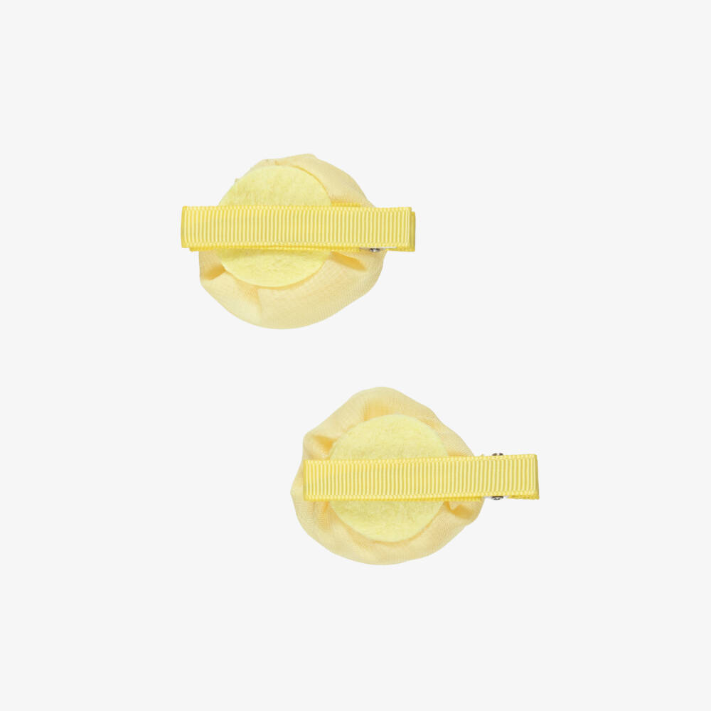 Abel & Lula-Girls Yellow Rose Hair Clips (2 Pack) | Childrensalon